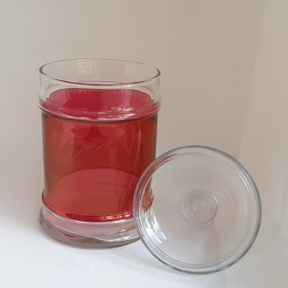 Vintage Etched Cranberry Flash Glass Jar Doves Birds - Picture 11 of 12